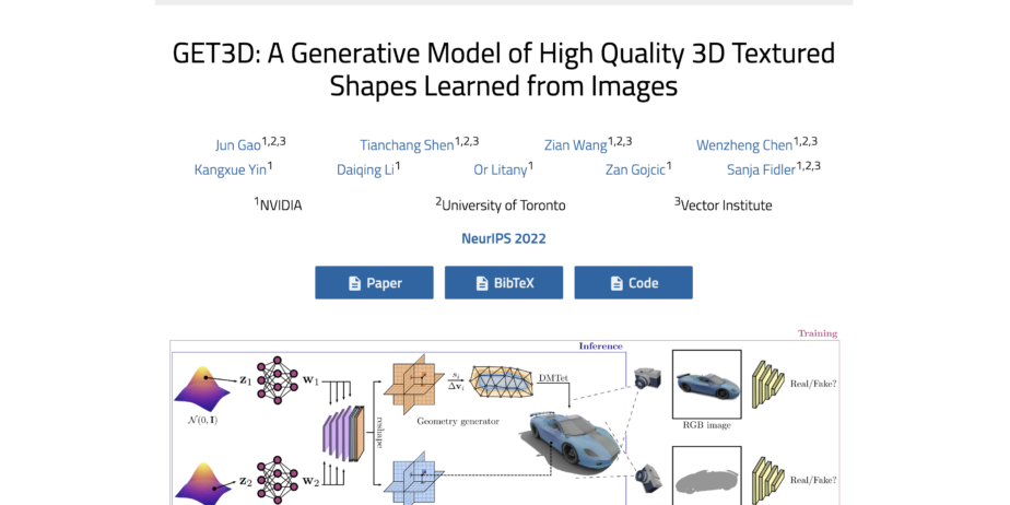 GET3D by NVIDIA: Rivoluziona la Modellazione 3D con la Creazione di Modelli Ricchi di Texture